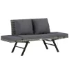 Kerti pad, polyrattan, kültéri, szürke, 176 x 56 x 81 cm