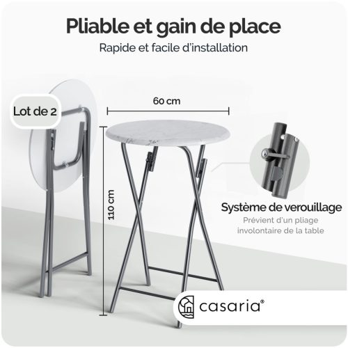 Összecsukható állóasztal, márvány minta,60 cm