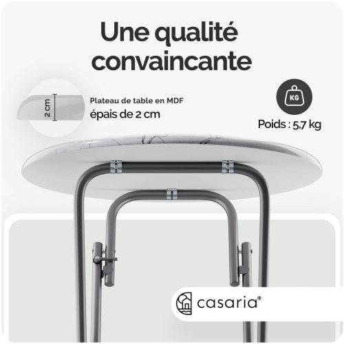 Összecsukható állóasztal, márvány minta,60 cm