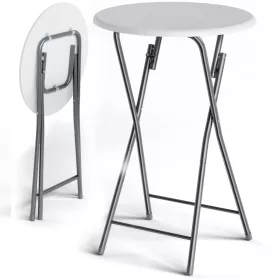Összecsukható állóasztal, 2 db, fehér, fa erezet minta ,60 cm
