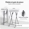 Összecsukható állóasztal, 2 db, fehér, fa erezet minta ,60 cm