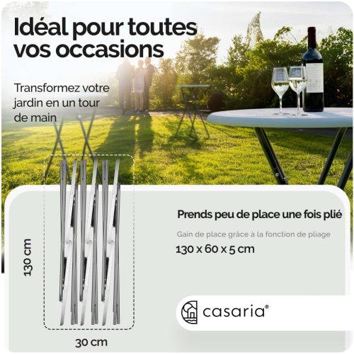 Összecsukható állóasztal, 2 db, fehér, fa erezet minta ,60 cm