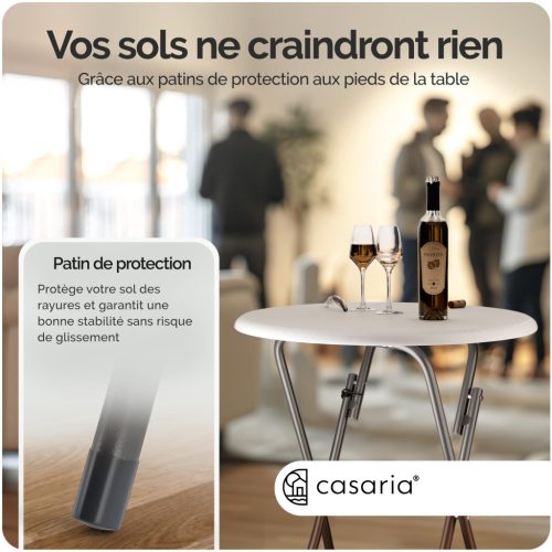 Összecsukható állóasztal, 2 db, fehér, fa erezet minta ,60 cm