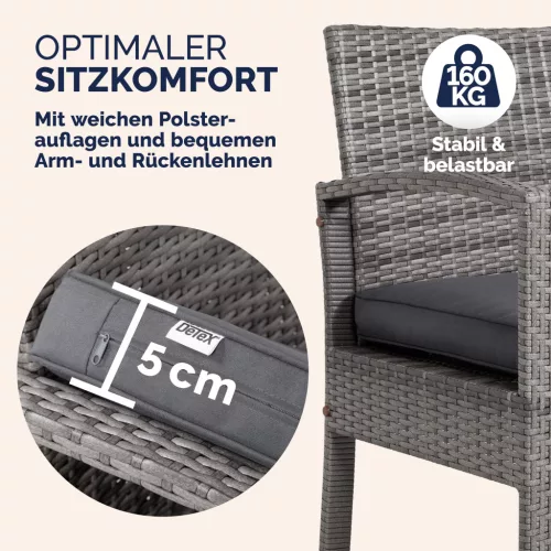 Polyrattan kerti ülőgarnitúra, 4 részes, szürkeantracit