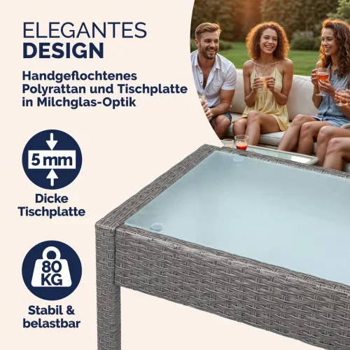 Polyrattan kerti ülőgarnitúra, 4 részes, szürkeantracit
