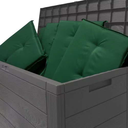Kerti tároló láda,280 liter, antracit, fa hatású, vízzáró