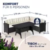Polyrattan ülőgarnitúra, fekete és krém, WPC asztallap