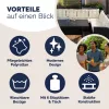 Polyrattan ülőgarnitúra, fekete és krém, WPC asztallap