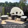 Napozósziget, polyrattan, fekete és krém, Ø185 cm