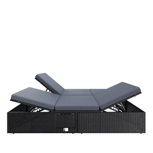 Napágy, polyrattan, fekete és antracit, 200 x 115 x 33 cm