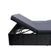 Napágy, polyrattan, fekete és antracit, 200 x 115 x 33 cm