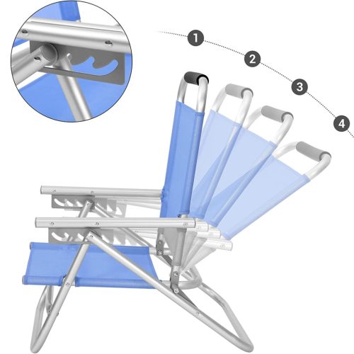 2db Strand szék, zöld, 4 pozíciós háttámla, karfás, könnyen tárolható