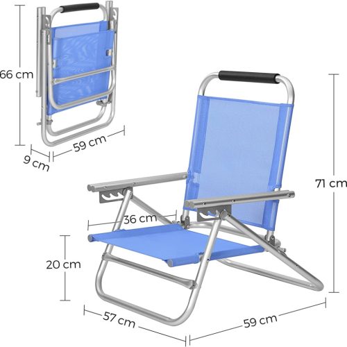 2db Strand szék, zöld, 4 pozíciós háttámla, karfás, könnyen tárolható