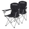 2db Kemping szék, fekete, pohártartóval, 150 kg-ig terhelhető