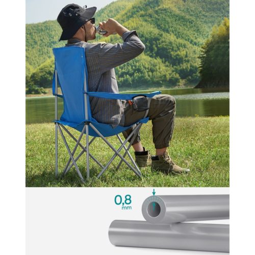 2db Kemping szék, kék, kényelmes, pohártartóval, 150 kg-ig terhelhető