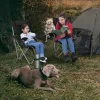 Kemping szék, összecsukható, karfával, fejtámlával, fekete, 81 x 70 x 91 cm