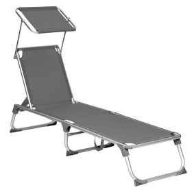   Napozóágy, összecsukható, napellenzővel, állítható támlával, szürke