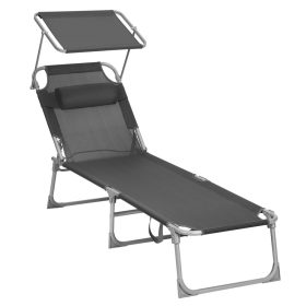   Napozóágy, összecsukható, napellenzővel, állítható támlával, szürke