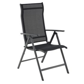   Kerti szék, összecsukható, 8 fokozatú állítható támlával, fekete