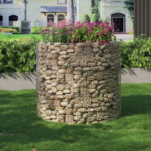 Kerek gabion kőhöz, fém kosár, vastag rács