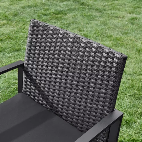 Kerti bútor szett, polyrattan, 2 szék és 1 asztal, fekete