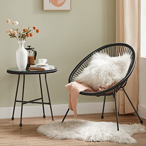 SONGMICS Kerti Patio Bútor Készlet 3 darabos, Acapulco Szék, Kültéri Ülőhely, Üveglapos