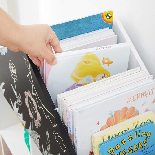 SONGMICS Gyerekek könyvespolca, tároló egység táblával, dobozokkal és polcokkal,