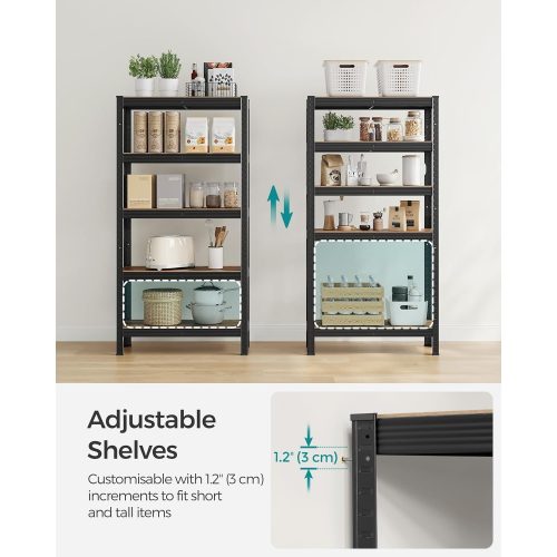 SONGMICS Polcos állvány, 30 x 75 x 150 cm, 650 kg teherbírás (130 kg polconként), ipari