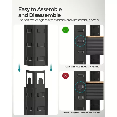 SONGMICS Polcos rendszer, 40 x 90 x 180 cm, 875 kg teherbírás (175 kg polconként), ipari