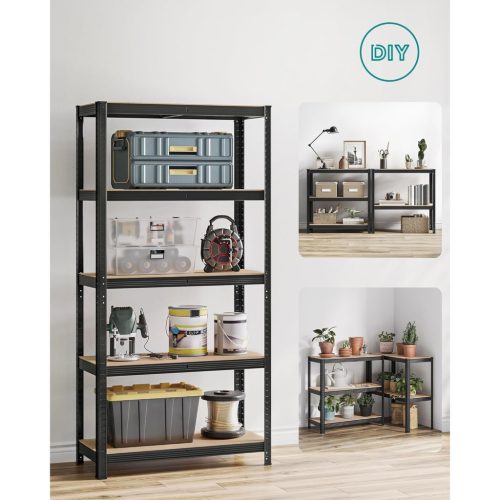 Polcos állvány, 875kg polconkénti teherbírással, fekete 180x90x40cm