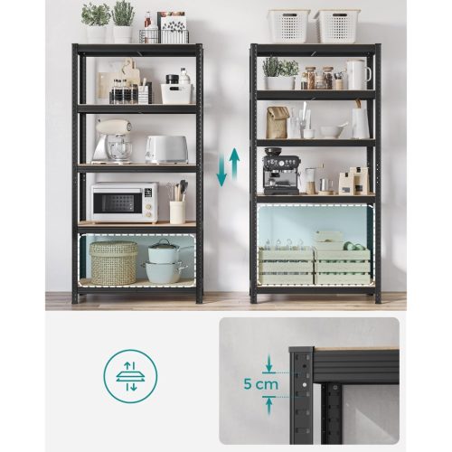 Polcos állvány, 875kg polconkénti teherbírással, fekete 180x90x40cm