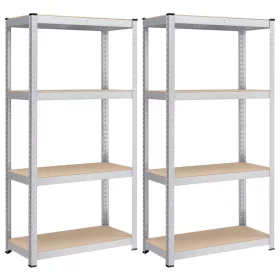   Polcos állvány, állítható magasságú, fém és MDF, szürke 200x100x50cm