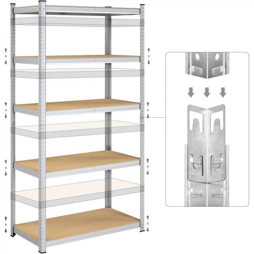 SONGMICS 5 szintes polcrendszer, acél polcrendszer tároláshoz, szerszám nélküli