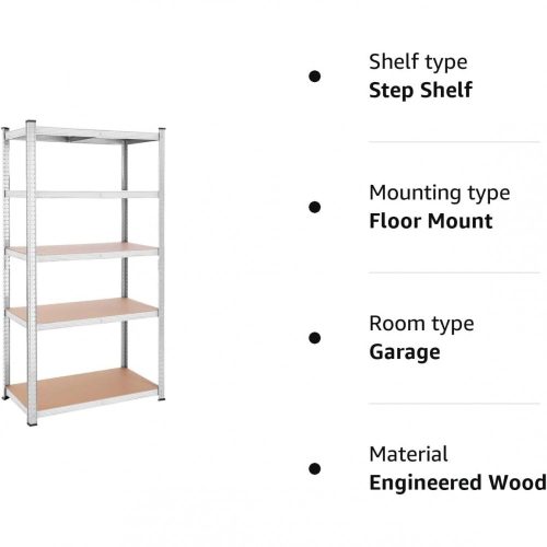 SONGMICS 5 szintes polcrendszer, acél polcrendszer tároláshoz, szerszám nélküli