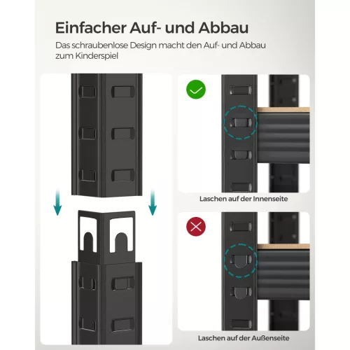 SONGMICS Polcrendszer, 60 x 120 x 200 cm, 750 kg teherbírás (150 kg polconként), ipari,
