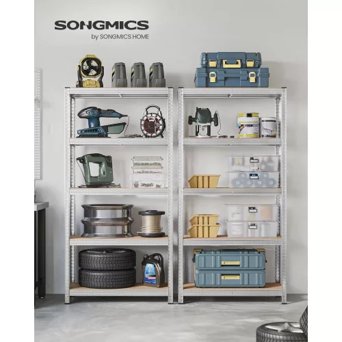 SONGMICS 5 szintes polcrendszer, acél polcrendszer tároláshoz, szerszám nélküli