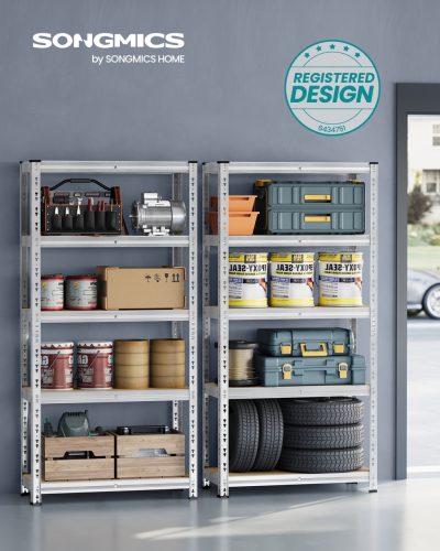 Polcos állvány, 175kg polconkénti teherbírással, ezüst, 180x90x40cm