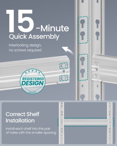 Polcos állvány, 175kg polconkénti teherbírással, ezüst, 180x90x40cm