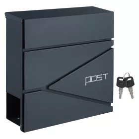   Zárható postaláda újságtartóval, falra, kerítésre szerelhető, antracit szürke