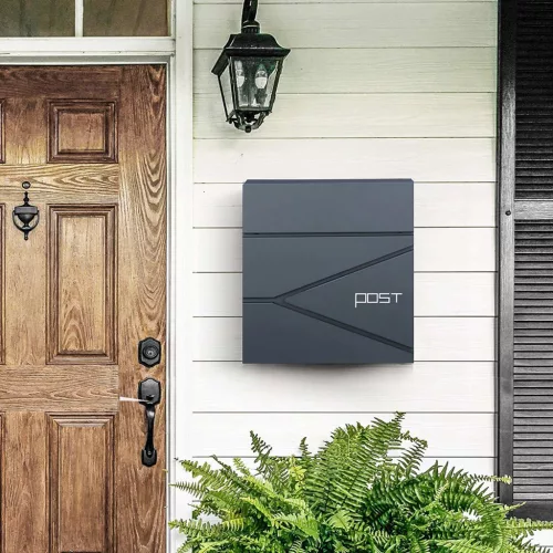 Zárható postaláda újságtartóval, falra, kerítésre szerelhető, antracit szürke