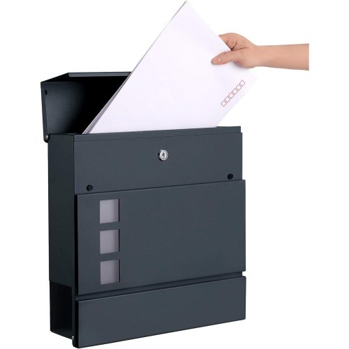 SONGMICS Modern Levélvállalat, Zárható Falra Szerelhető Posta Láda Újságtartóval, Könnyen