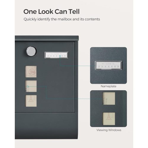 SONGMICS postaláda, falra szerelhető levélválogató doboz, kupakos zár rézmaggal,