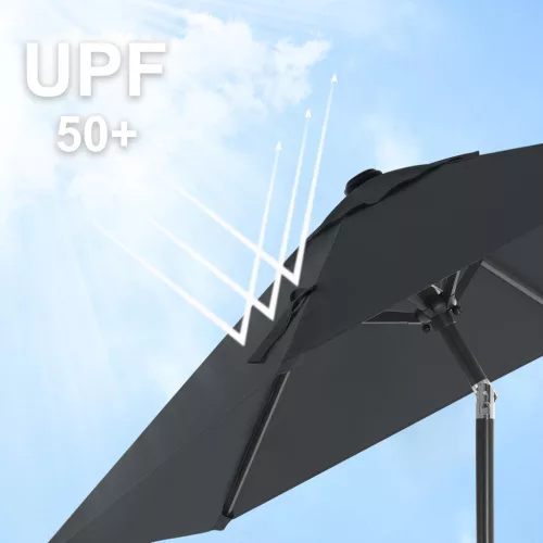 Napernyő teraszra, dönthető, 197 cm, UPF 50+, szürke