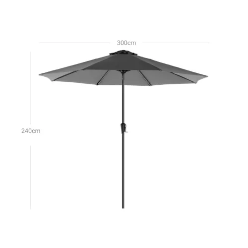 Napernyő, 290 cm, UPF 50+, dönthető, kézi nyitás, szürke