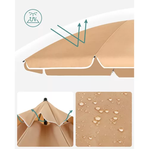 Napernyő, 1,6m, UPF 50+, hordozható, dönthető, barna