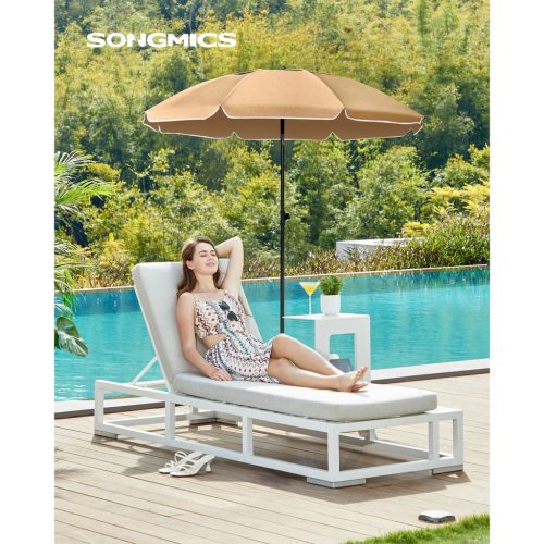 Napernyő, 2 m, taupe, UPF 50+, napvédelem, hordozható, 8 szögletű