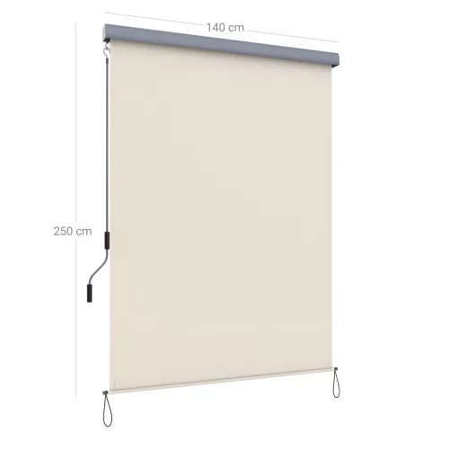 Oldalsó terasznapellenző, belátásgátló, bézs, 280 g/m² 140 x 250 cm