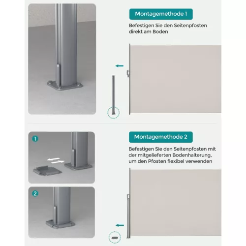 SONGMICS 180 x 300 cm (M x Sz), Oldalsó Napellenző Erkélyre és Teraszra, TÜV SÜD GS