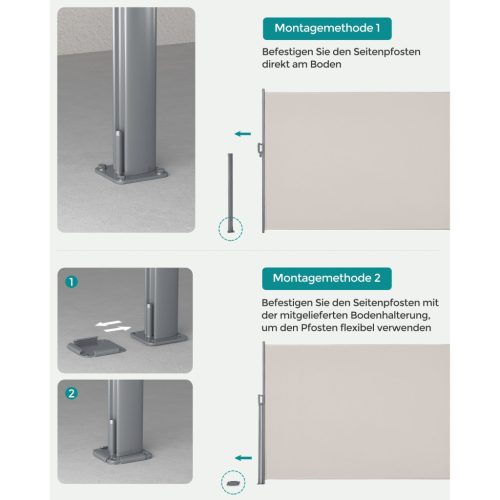 Oldalfal, 180x350 cm, napernyő, privát védelem, bézs