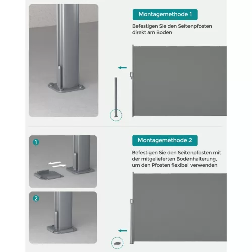 Oldalsó terasznapellenző, belátásgátló, szürke